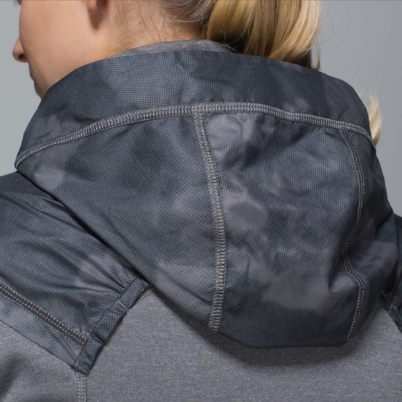 Lululemon Gray Jacket with a hoodie inside of zipper in case it rains on you - Picture 16 of 17